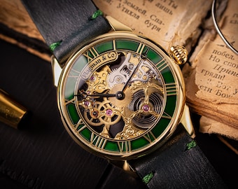 Handmade watch Skeleton watch Marriage watch Steampunk watch Mens skeleton watch Mechanical watch Skeleton mechanical watch Gift for husband