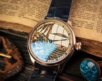 Handmade watch Skeleton watch Marriage watch Mens skeleton Steampunk watch Custom watch Mechanical watch Gift for husband Wedding gift