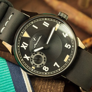 Pilot watch Aviator watch Flagman watch Military watch Handmade watch Vintage watch Gift for him Gift for husband Gift for men Wedding gift