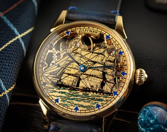 Handmade watch Skeleton watch Marriage watch Custom watch Steampunk watch Mens skeleton watch Mechanical watch Gift for men Gift for him