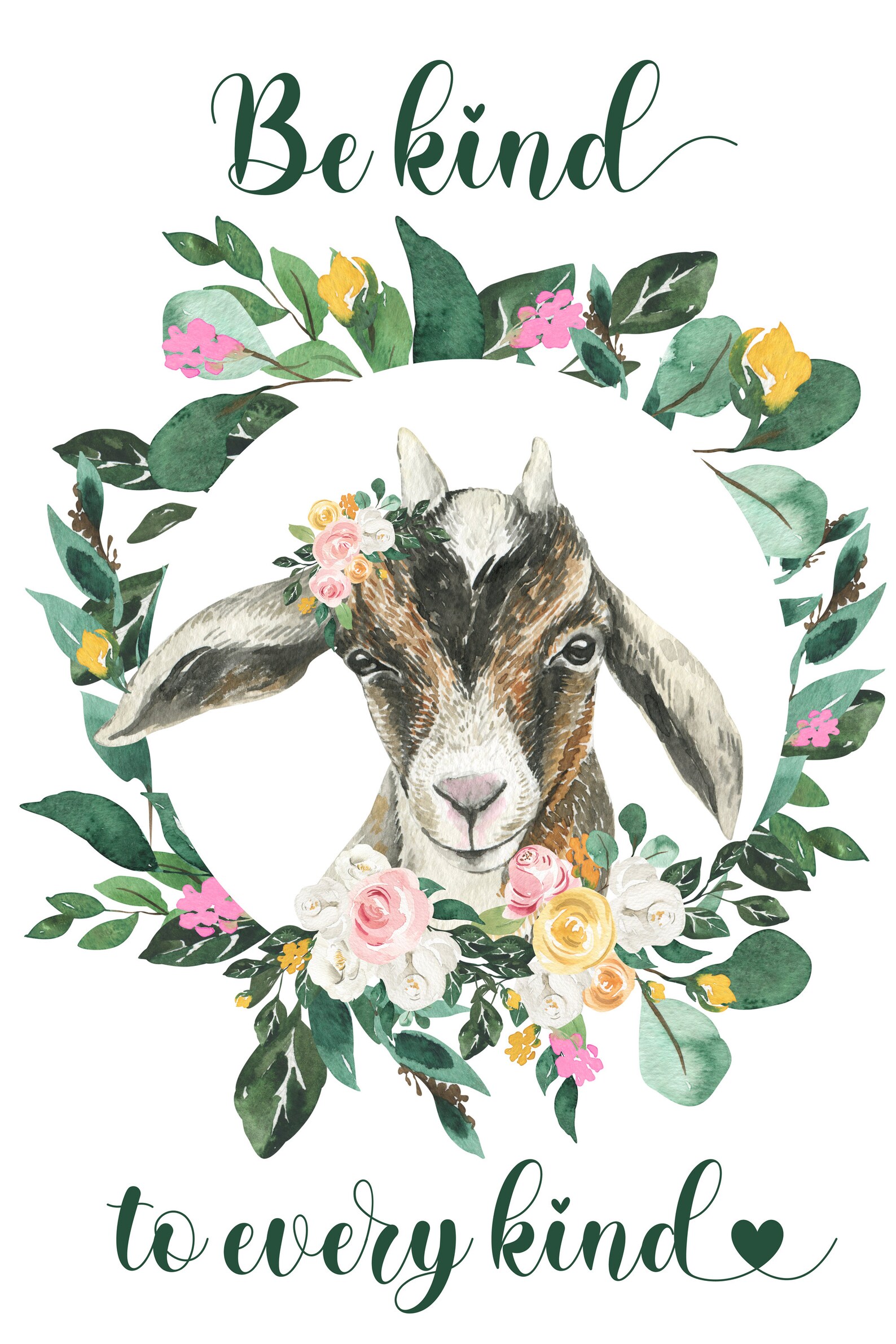 Goat Wall Art with Flowers Farm Print Kitchen Wall Art Etsy