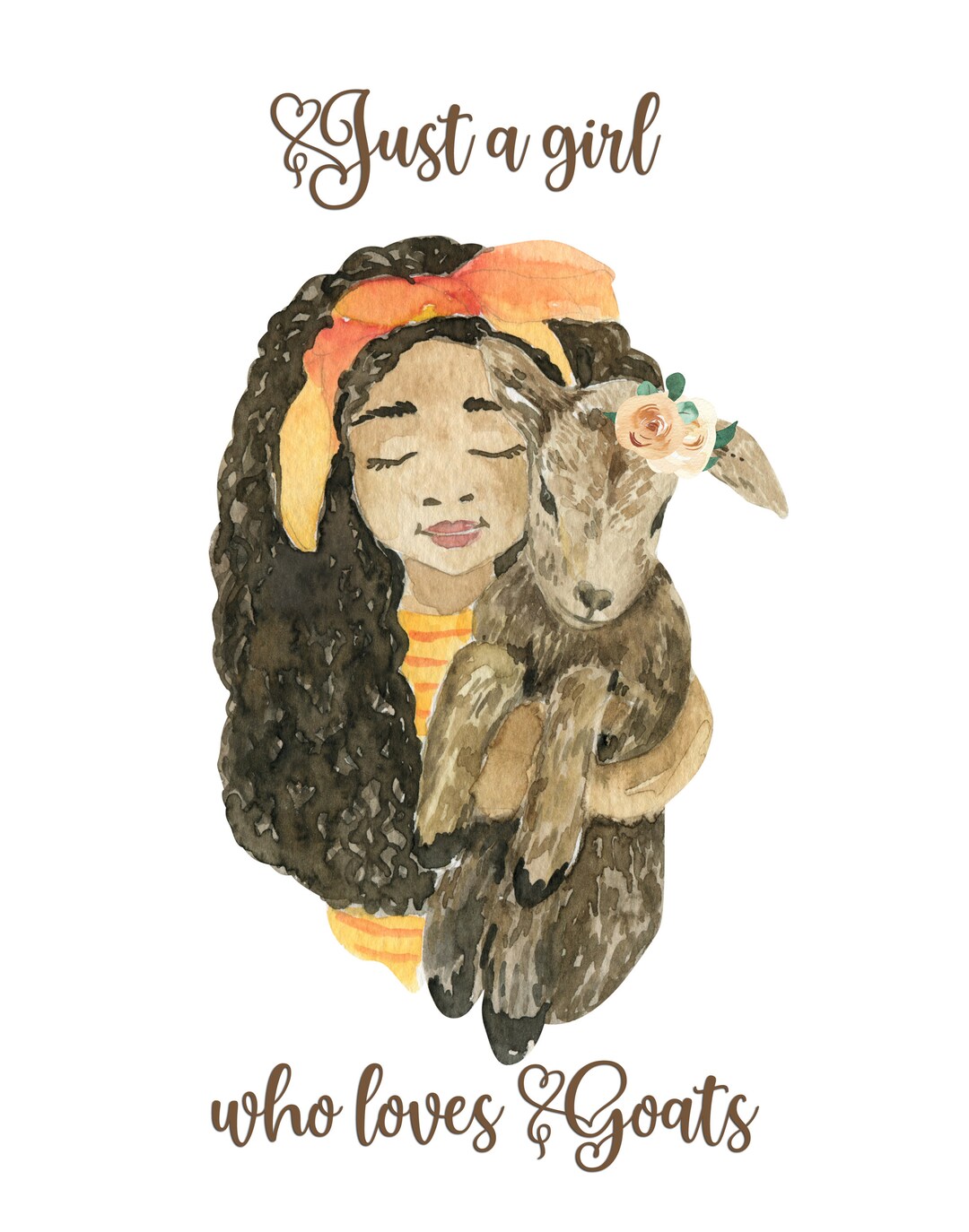 Girl Holding Baby Goat Wall Art Animal Lover Goat Print Etsy