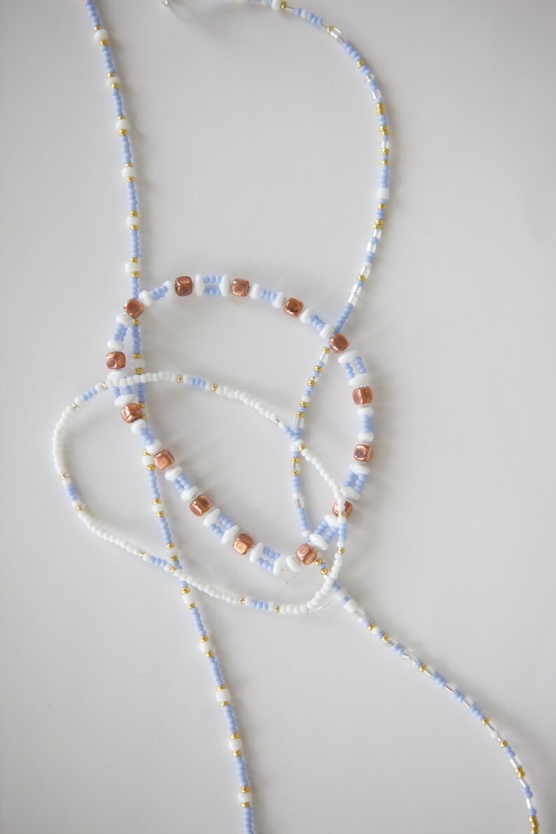 Confetti Blue Necklace Seed Bead Choker Surfer Necklace Etsy