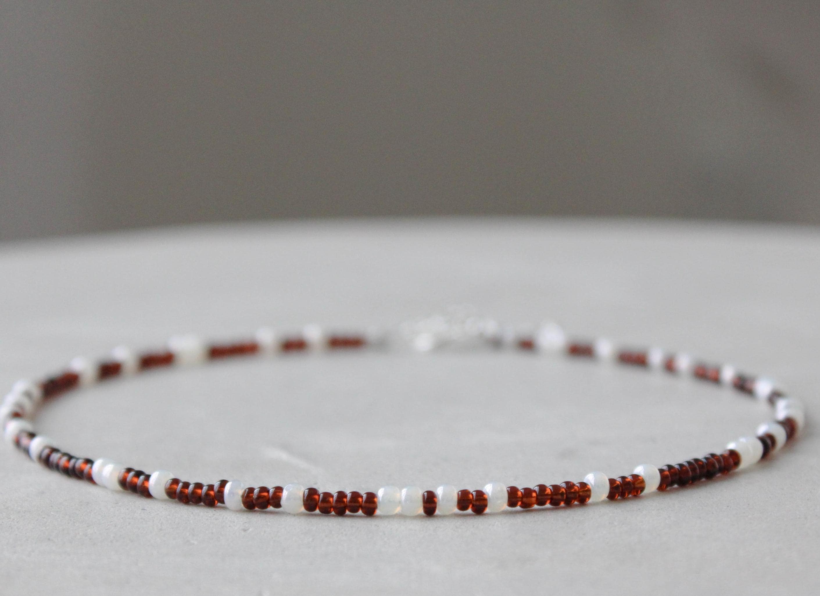Vintage Womens Glass Seed Bead Belt Lariat Necklace Boho Earthy Granola Cottage Boho Layering Necklace, Czech Glass Rustic Bead, Tribal  main image 4