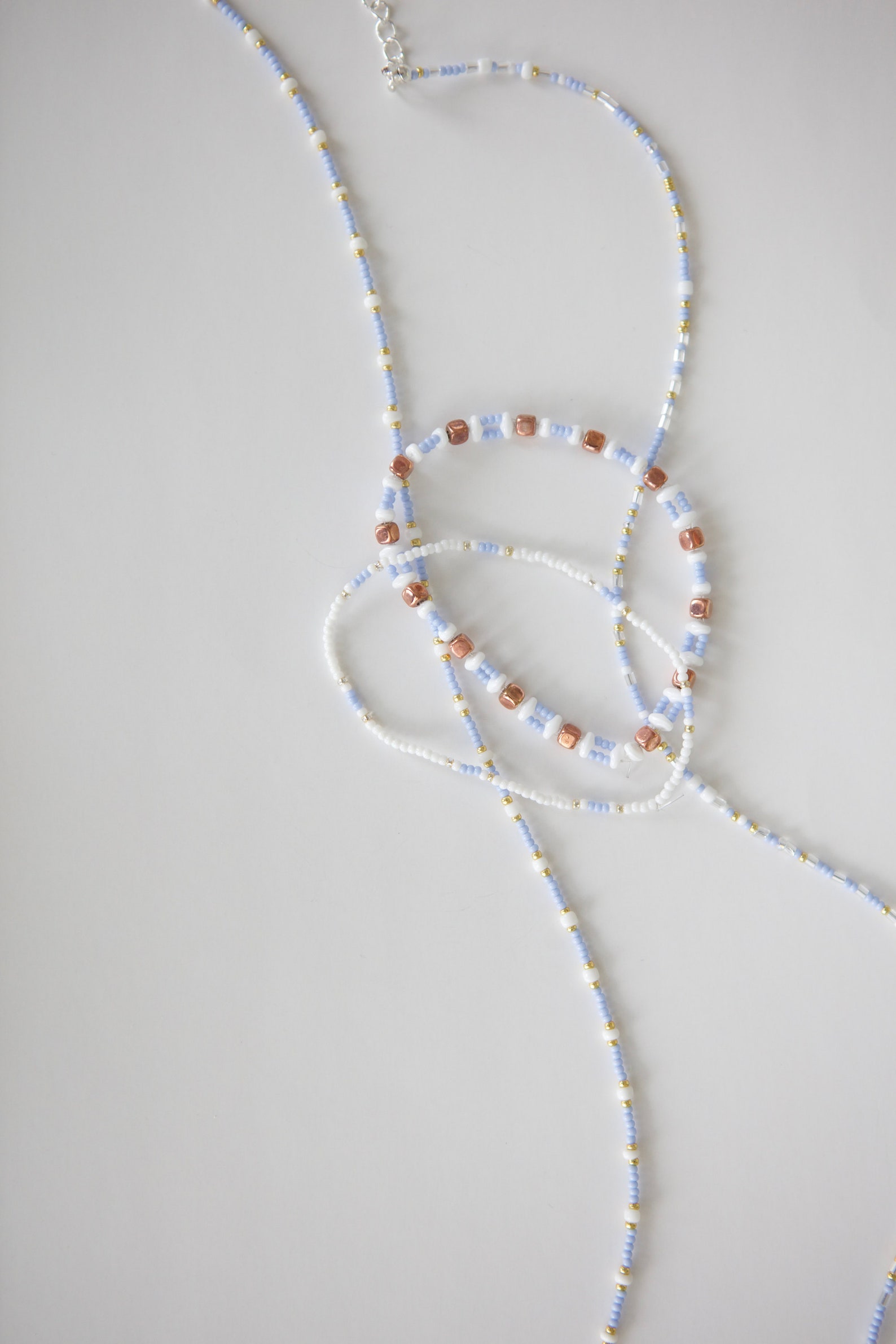 Confetti Blue Necklace Seed Bead Choker Surfer Necklace Etsy