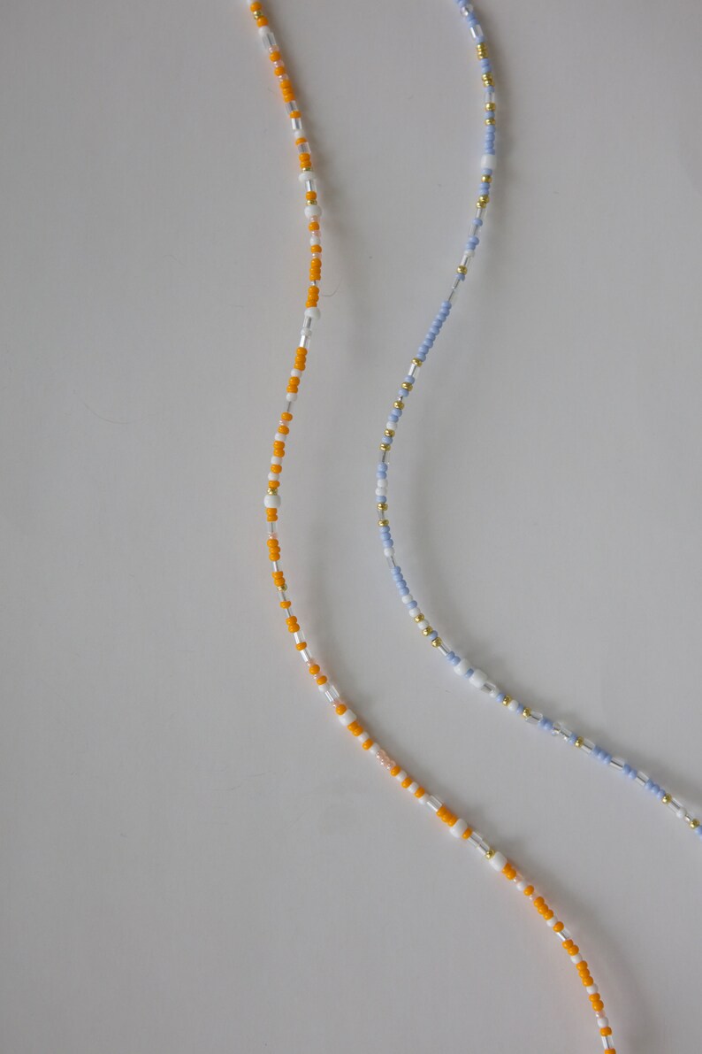 Confetti Blue Necklace Seed Bead Choker Surfer Necklace Etsy
