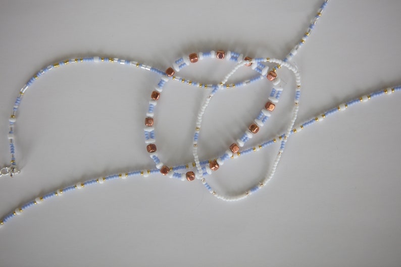 Confetti Blue Necklace Seed Bead Choker Surfer Necklace Etsy