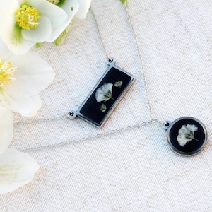 Gypsophile double layer Necklace, handmade jewelry, silver necklace, multi strand dried flower necklace, gifts for her, mothers day gift