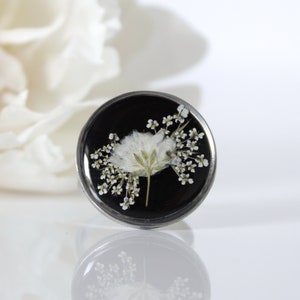 Gypsophila-Ring, Trockenblumen-Silberschmuck für Frauen, Weihnachtsgeschenk für Frauen, handgefertigter Boho-Schmuck, Geschenk für sie, einzigartiger Schmuck