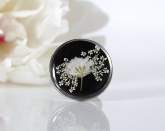 Gypsophila ring, dried flower silver jewelry for women, Christmas gift for women, handmade boho jewelry, gift for her, unique jewelry