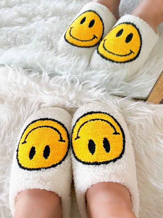 Smiley face slippers etsy Clearance