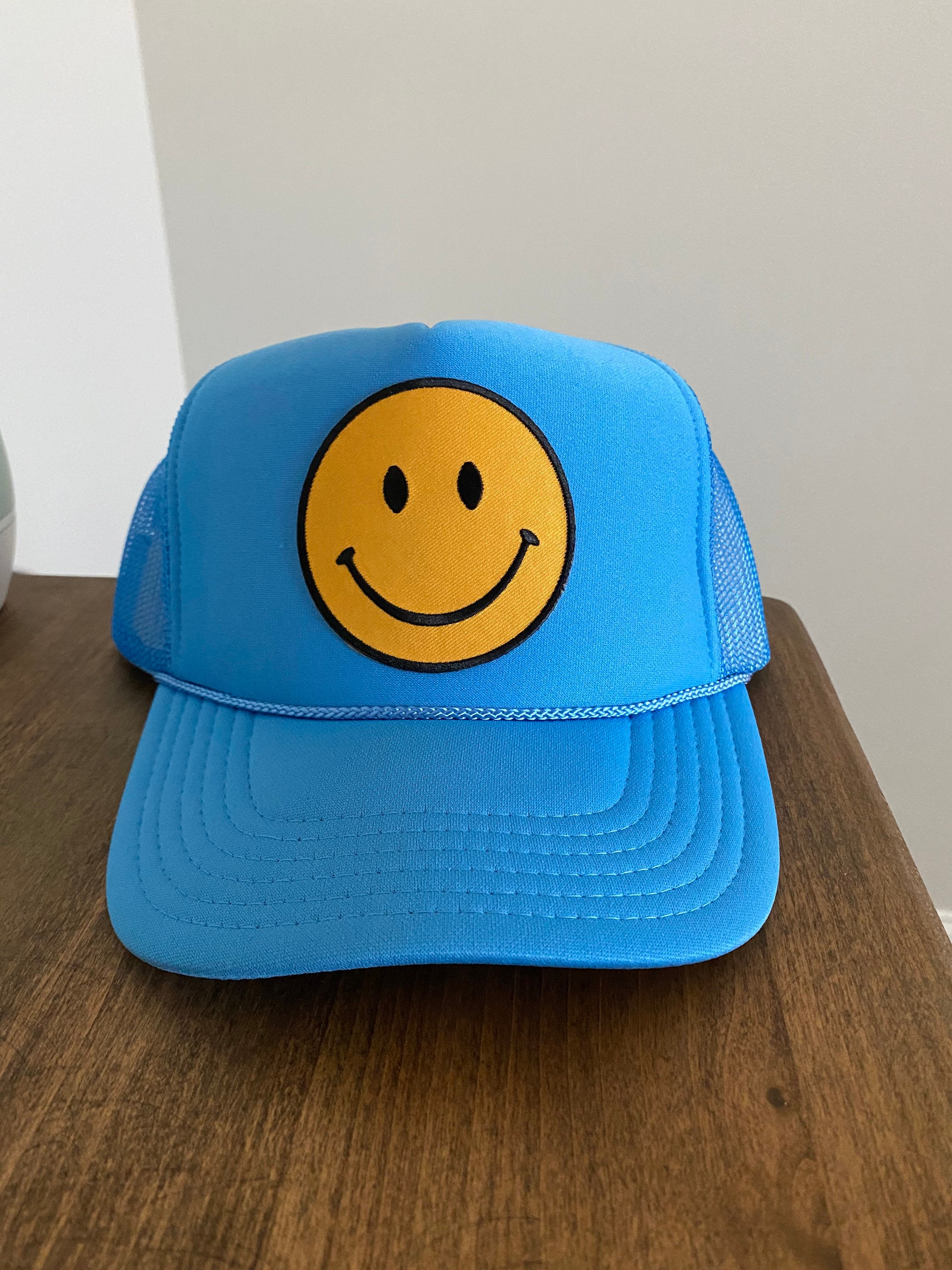 Baby Blue Smiley Face Trucker Hat 