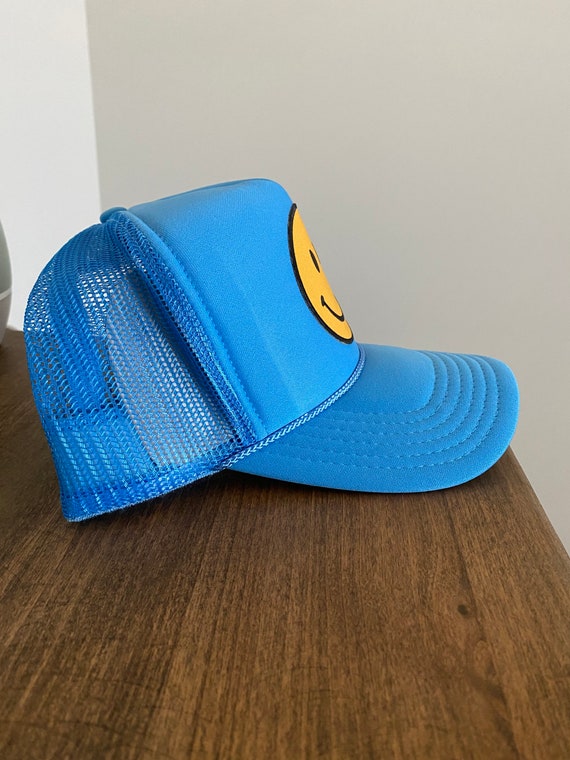 Baby Blue Smiley Face Trucker Hat 