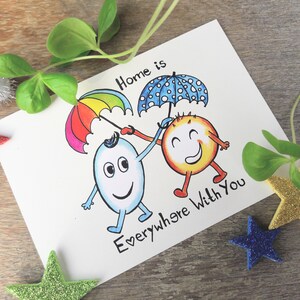 Carte d'amitié "Meilleurs amis" carte postale en style bande dessinée par Canvasvendetta, La maison est partout avec vous - cadeau