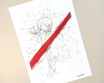 Stampa artistica strana rosso bianco - A4 - strana stampa artistica - stampa da immagine originale, firmata a mano, stampa artistica di Canvasvendetta