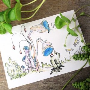 Froggy ansichtkaart - lieve kikker - grappige kaart - blanco zonder tekst / zonder gelegenheid - groetjes versturen - door Canvasvendetta