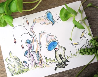 Froggy Carte postale - grenouille douce - carte amusante - blanko sans texte / sans raison - Amour envoyer salutations - par Canvasvendetta