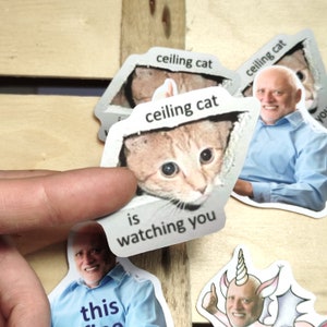 Autocollant Meme Ceiling Cat - fait main - autocollant drôle - Ceiling Cat Is Watching You - 6 cm / 2"