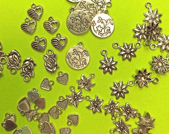 Set di cuori e fiori, ciondoli, artigianato fai da te, regalo, decorazione da tavolo, gioielli