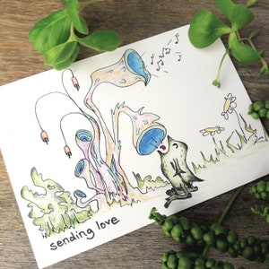 Liebe Wünsche Postkarte Frosch Gesang - sending love - lustige Karte -  ohne Anlass - Liebe Grüße verschicken -  von Canvasvendetta
