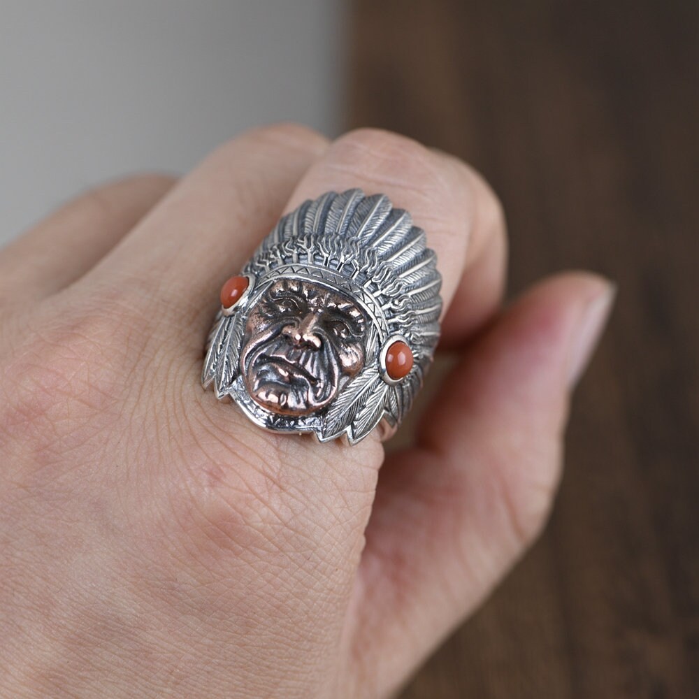 Buy Native American Chief Pure 925 Sterling Silver Ring Online in