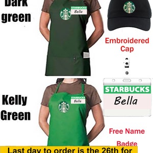 Starbucks Apron , hat or cap, Halloween costume, Barista costume