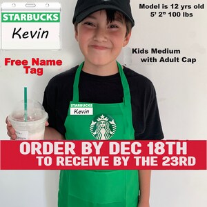 Kids Dress Up | Starbucks Barista Outfit | Kids Starbucks Halloween costume | Kids - Dress Up Set - Starbucks Barista Outfit Apron