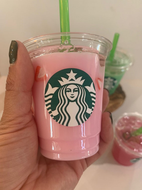 Miniature Starbucks Cup Strawberry Pink Drink/car Accessories/mask