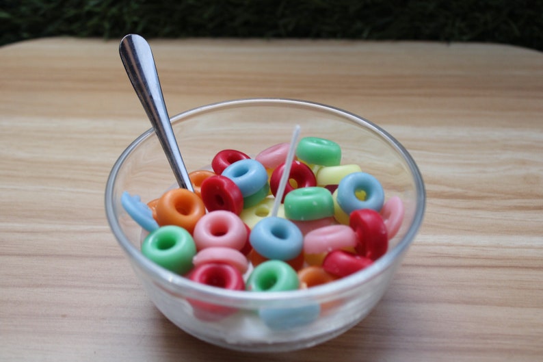 Fruit Loops Cereal Bowl Scented Candle Froot Loops Inspired Etsy