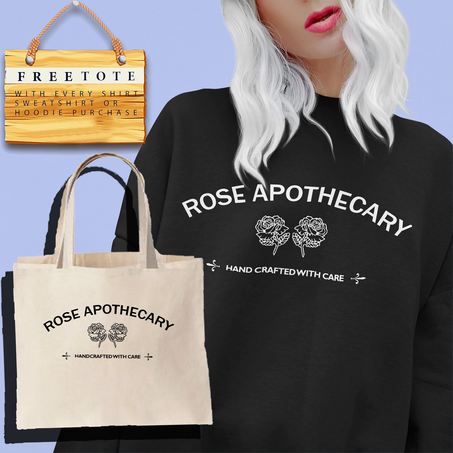 Rose Apothecary Sweatshirt With Free Tote - Etsy