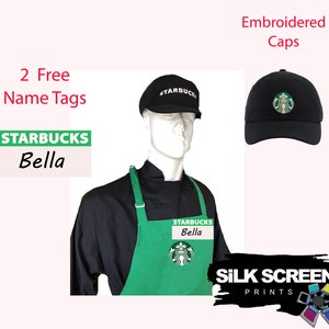 Starbucks Apron , hat or cap, Adult and teen Halloween costume, Barista costume