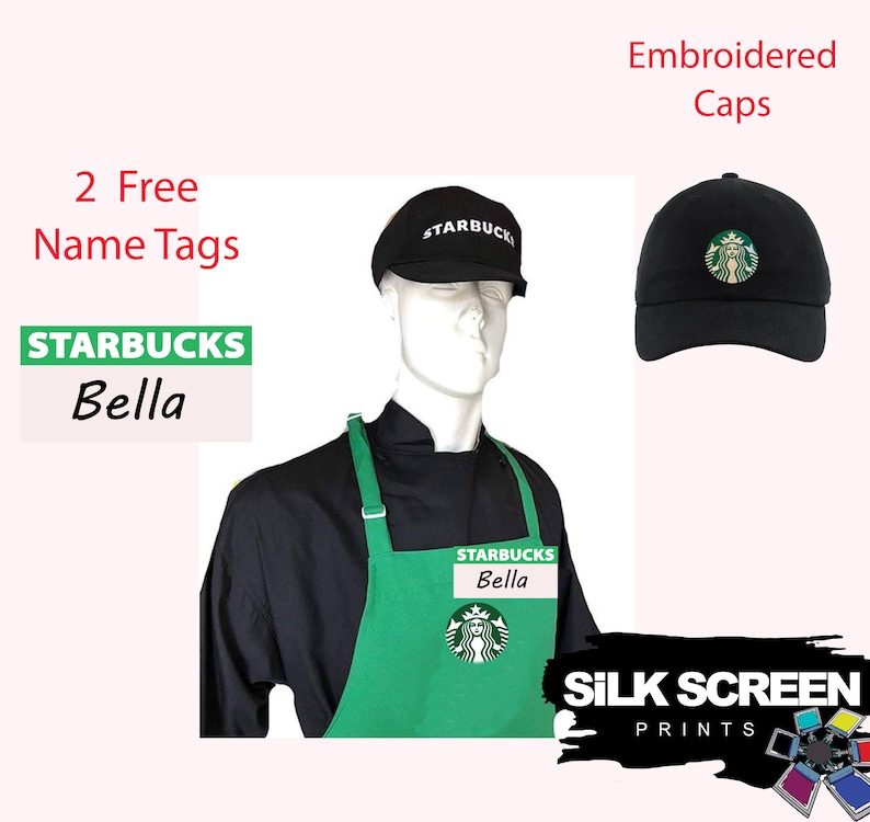 Starbucks Apron , hat or cap, Adult and teen Halloween costume, Barista costume 
