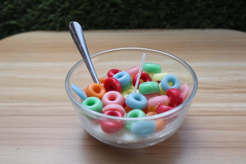 Fruit Loops Cereal Bowl Scented Candle Froot Loops Inspired Etsy
