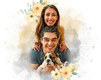 Propietario y mascota personalizados a partir de una foto, retrato personalizado de perro y propietario, regalo único para amantes de las mascotas, arte personalizado para mascotas, arte de piel para bebés con propietario