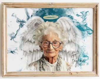 Personalized Memorial Canvas Print: Sympathy Gift, Mother in Heaven (Digital Painting)