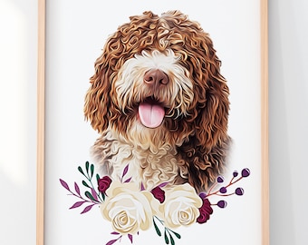 Custom Pet Portrait from Photo: Dog & Cat Memorial Art (Digital)