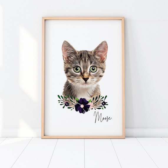 Custom Cat Painting, Digital Pet Photo Personalised Pet Photo Pet Photo Frame Custom Dog Painting Custom Pet Portrait Custom Pet Photo