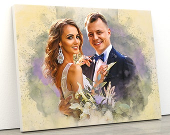 Custom watercolor portrait from photo, personalized watercolor portrait, wedding, anniversary, engagement gift, Painting From Photo_Art