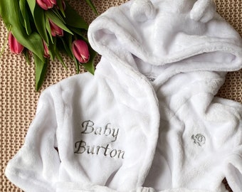 Bestickter personalisierter Baby-Hausmantel, benutzerdefinierter Baby-Hausmantel, Baby-Bademantel, Teddybär-Hausmantel, Baby-Geschenk, Baby-Dusche-Geschenk