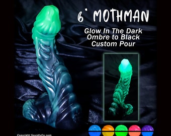 Custom 6" Mothman Silicone Toy in the Firmness & Glow in the Dark Color of your Choice in a Ombre to Black!
