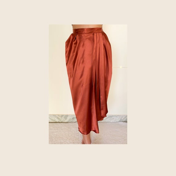Copper Wrap Skirt with Front Pleats and Peg Shape Etsy