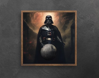 12 x 12 Rembrandt Style Darth Vader Portrait Painting - Star Wars Death Star