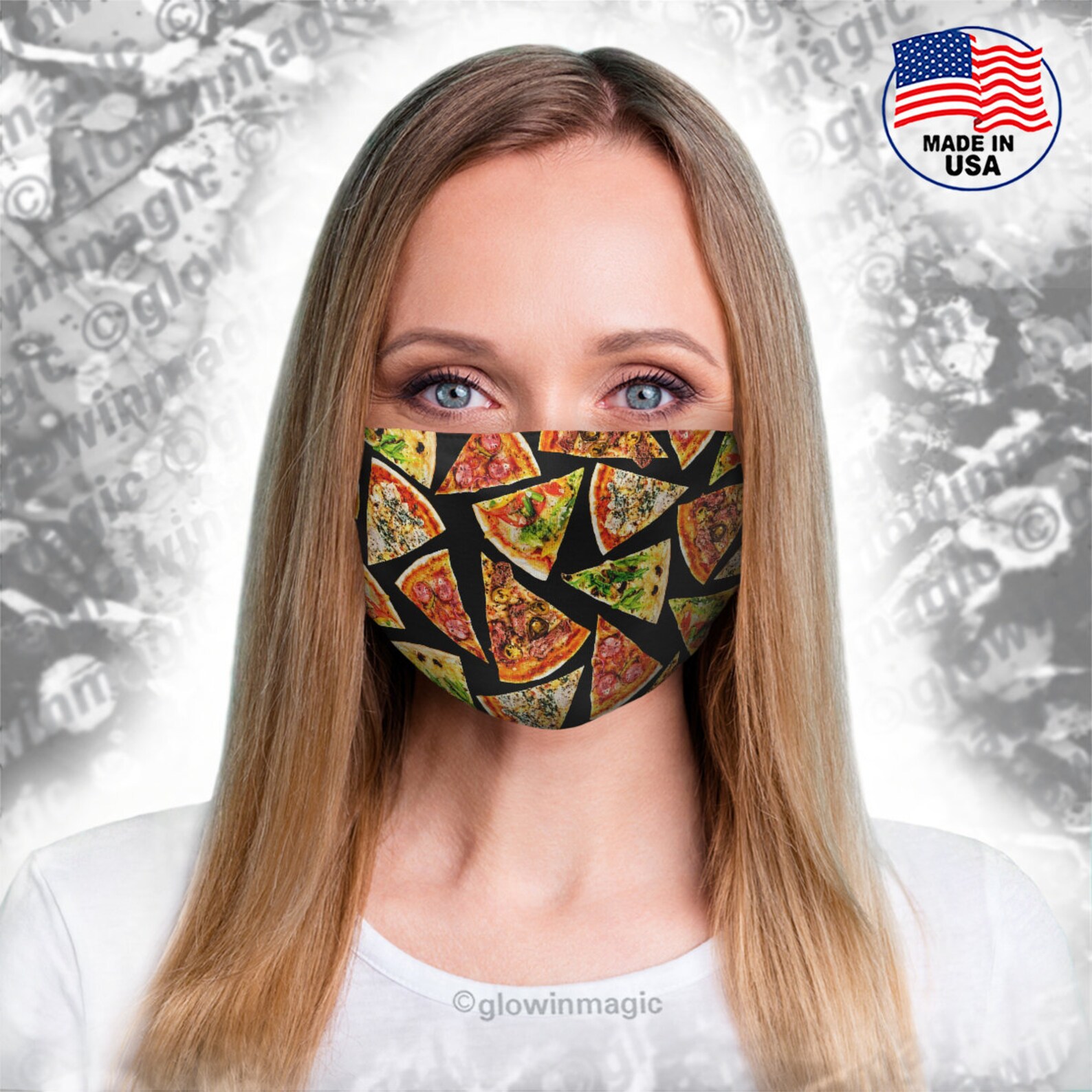 Tasty Pizza slices face mask Yummy food print Washable & Etsy