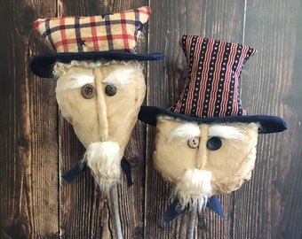 Primitive Uncle Sam Crock Fillers - 4th of July Decor - Americana Decorations - Prim Independence Day - Olde Patriotic  Decorations