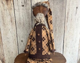 Primitive Santa Claus Doll: Coffee Stained Folk Art Christmas Decor