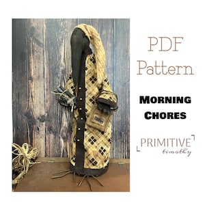 PDF Sewing Pattern - Primitive Winter Crow - Prim Raven with Firewood & Bird Seed - Early Americana Folk Art Doll Pattern - Christmas Decor