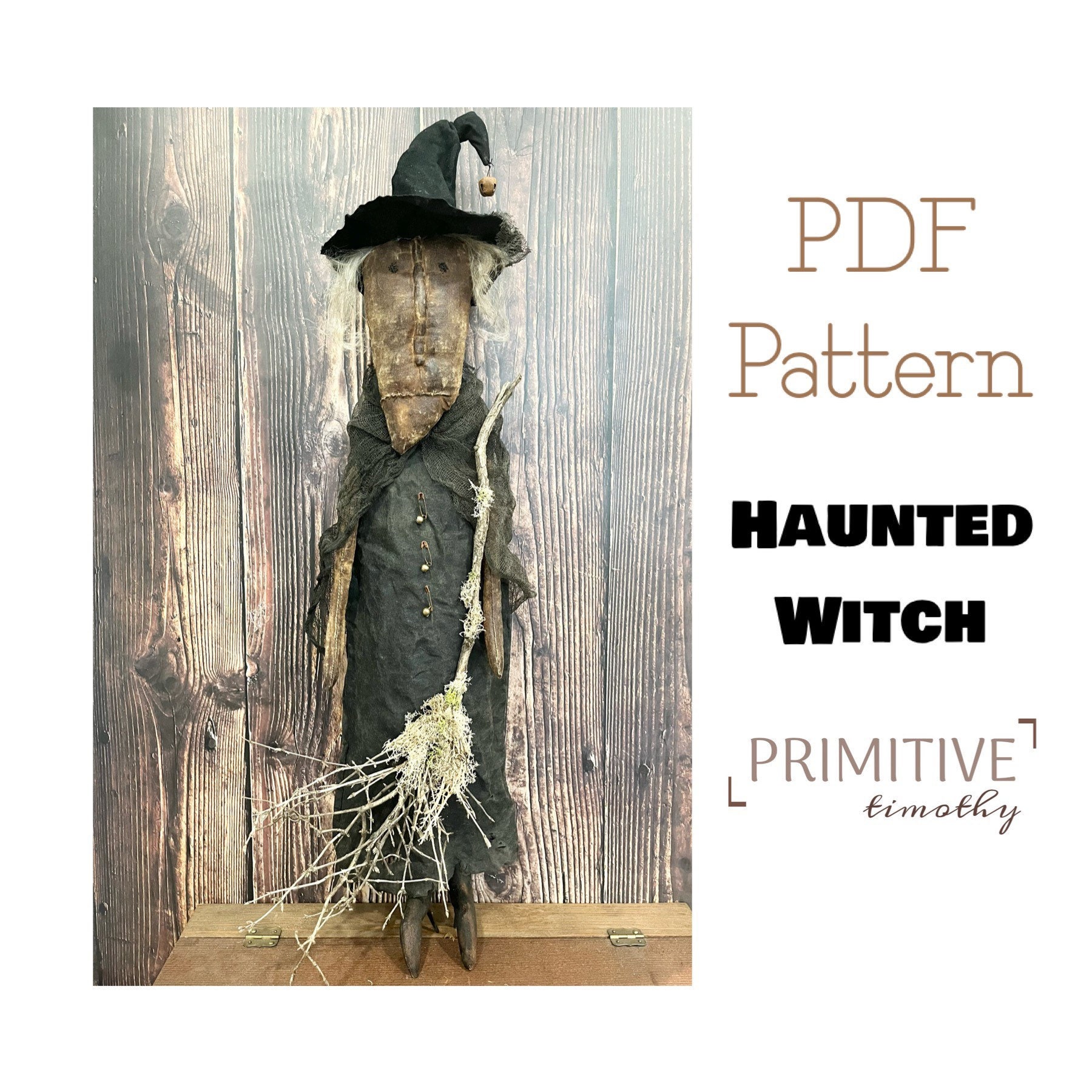 PDF Sewing Pattern - Primitive Witch Door Hanger - Early Americana ...
