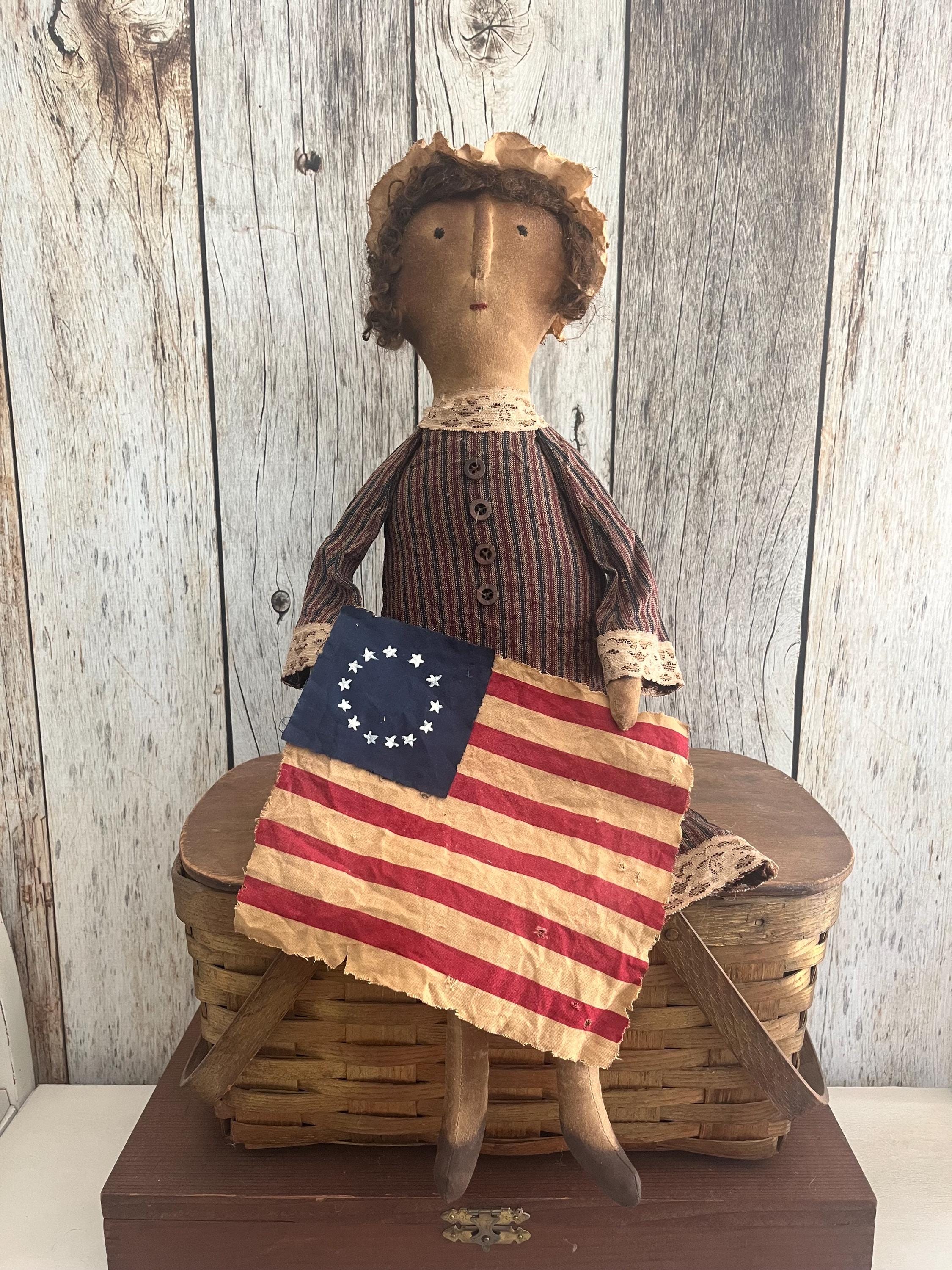 PDF Sewing Pattern - Betsy Ross Primitive Doll - Americana Folk
