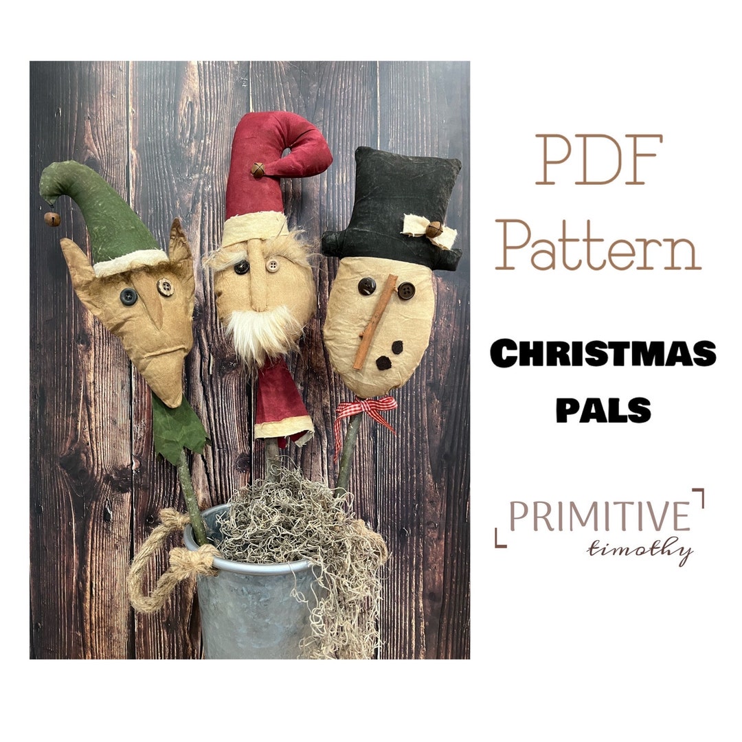 PDF Sewing Pattern - Primitive Christmas Crock Pokes - Xmas Santa Elf ...