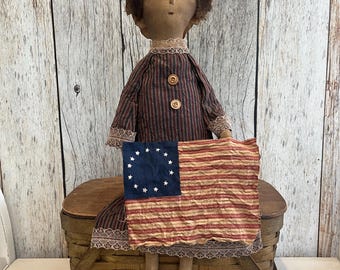 Primitive Betsy Ross Doll - 4th of July Americana Rustic Home Decor